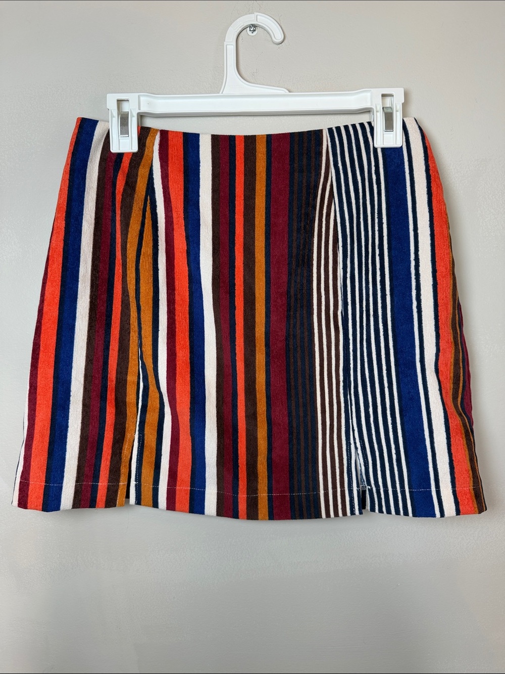 Altar’d State Striped Mini Corduroy Skirt in bright colors. Size Medium